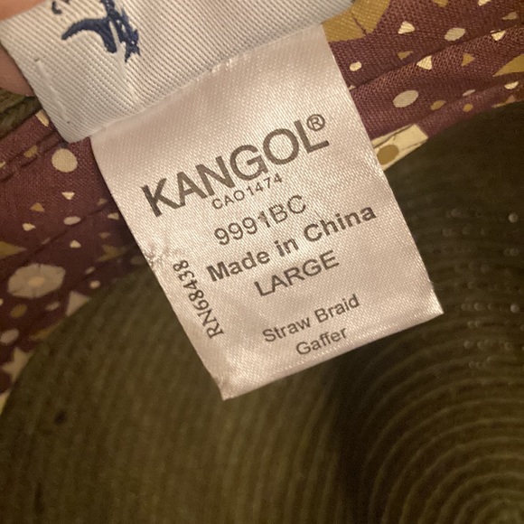 Kangol Straw Braid Gaffer Khaki Fedora Hat W/Floral Hat Band Sz Large - Picture 6 of 7